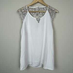 41 Hawthorn XL White Black Lace Sleeveless Top Fairy‎ Soft Girl Cottagecore